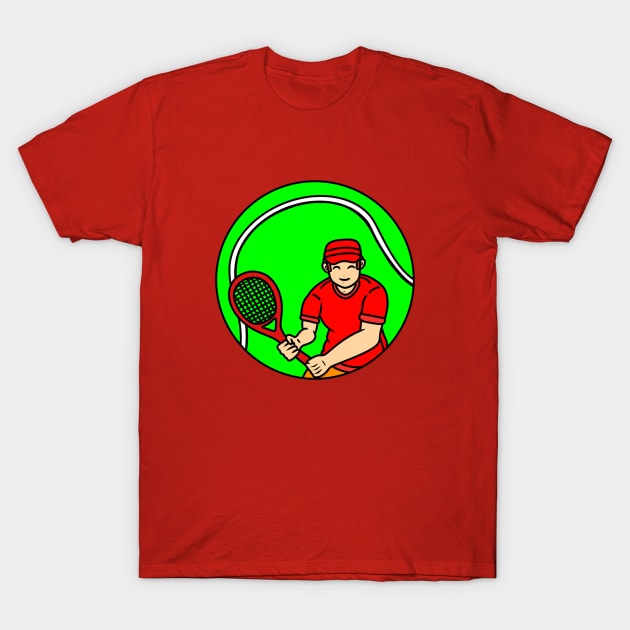 Cartoon tennis player boy T-Shirt by Andrew Hau